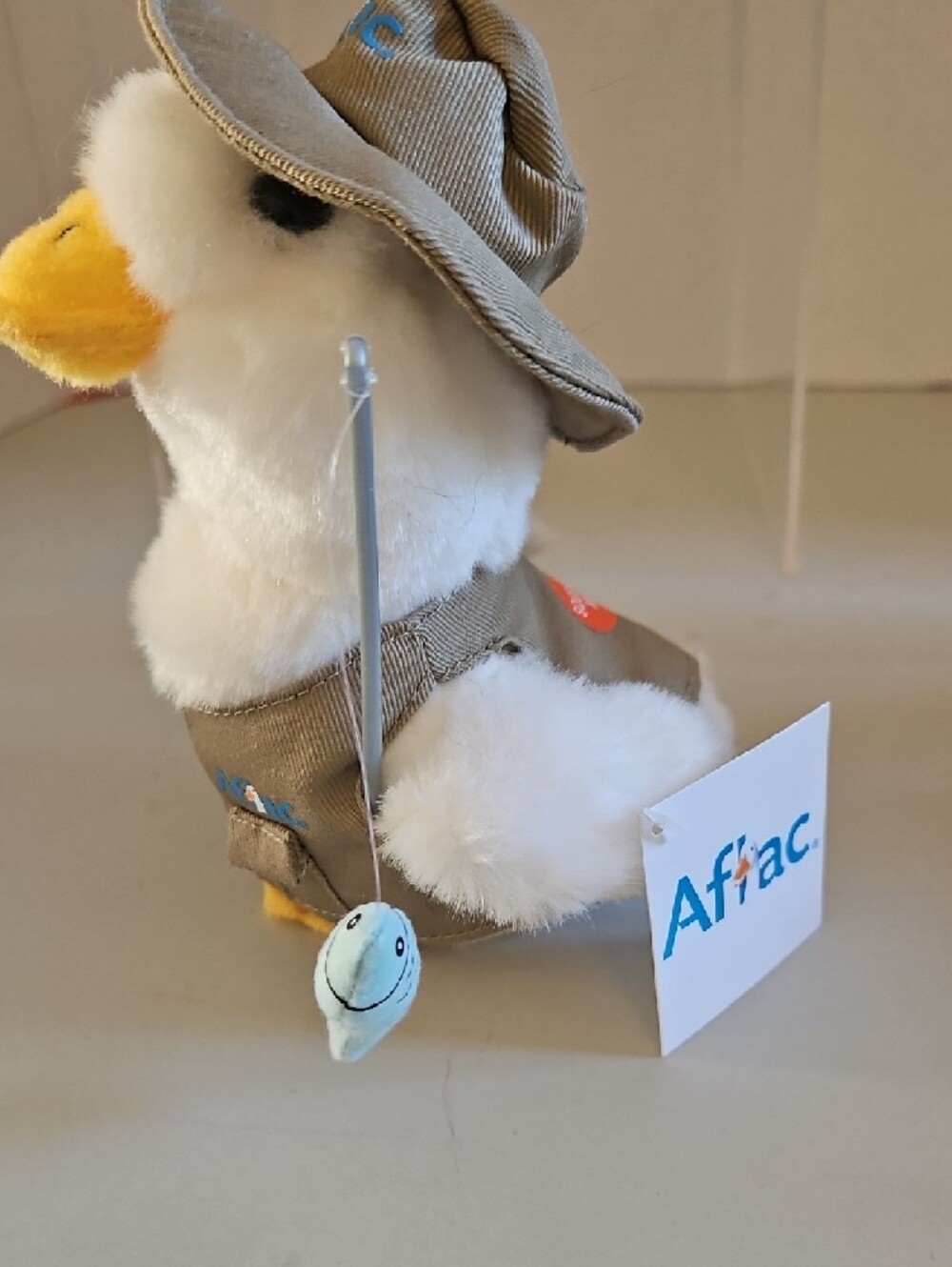 Aflac Plush Fishing Duck in Tan Vest and Hat - White & Yellow Voice Works - Picture 2 of 4